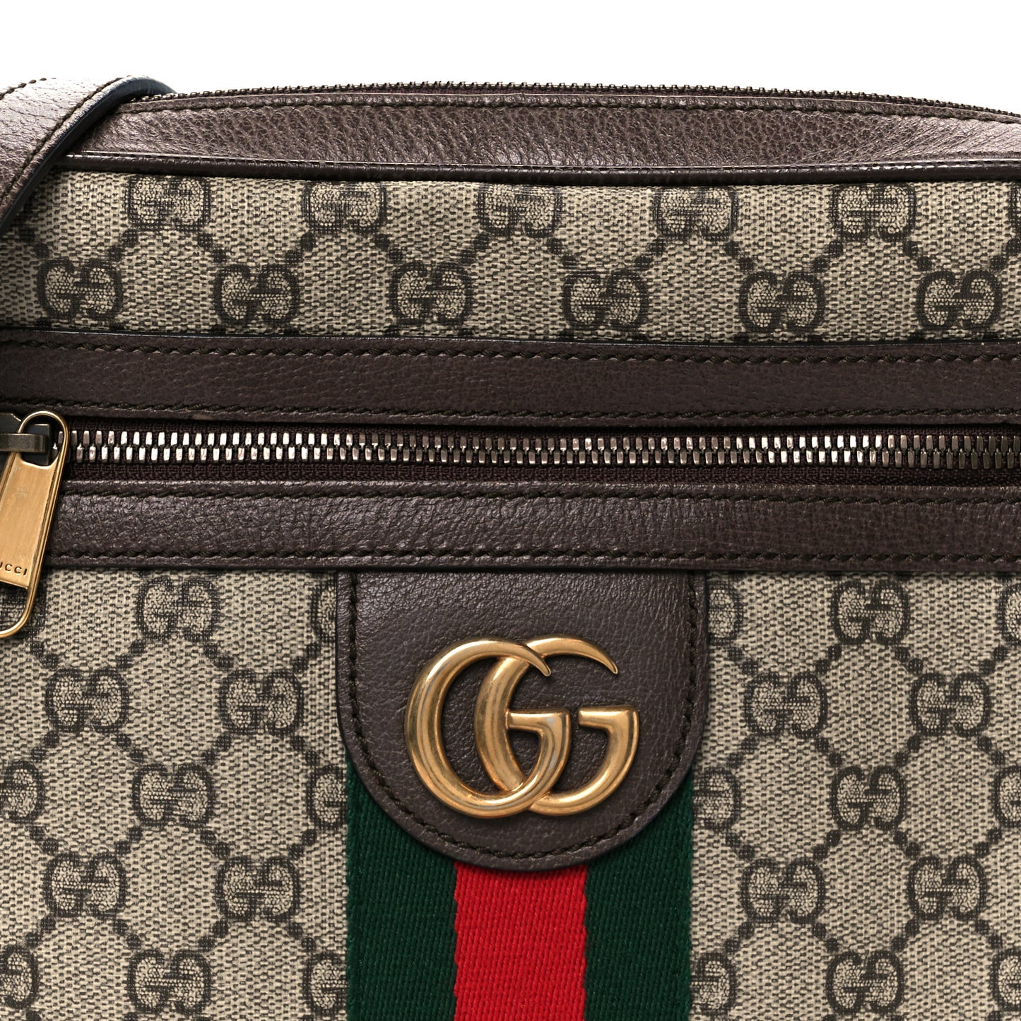GG Supreme Monogram Web Small Ophidia Messenger Bag Brown