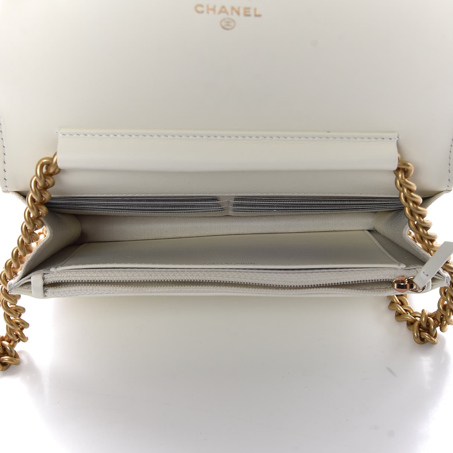 Chanel Caviar Quilted Boy Wallet On Chain WOC White 5 of 9