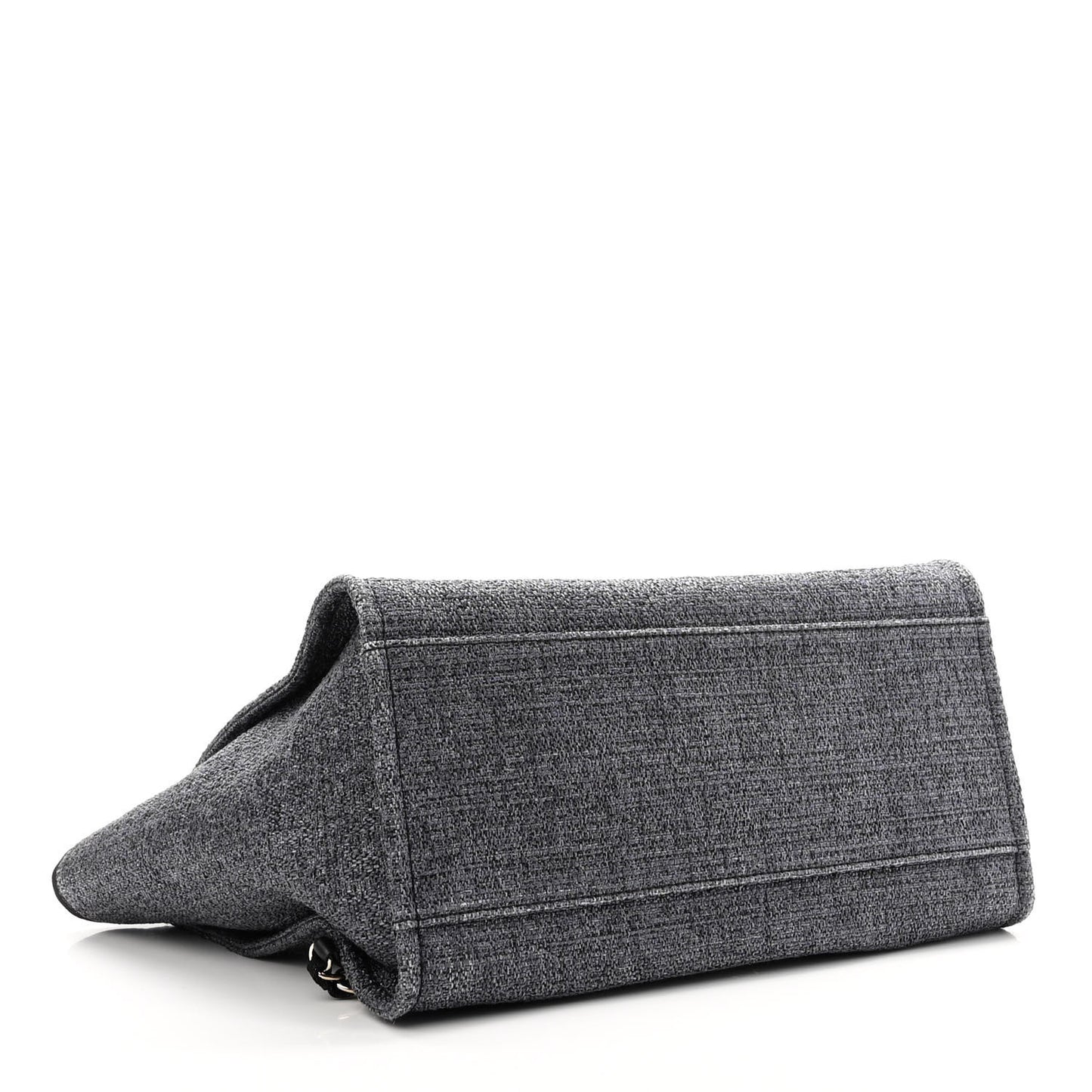 Woven Straw Raffia Medium Deauville Tote Grey