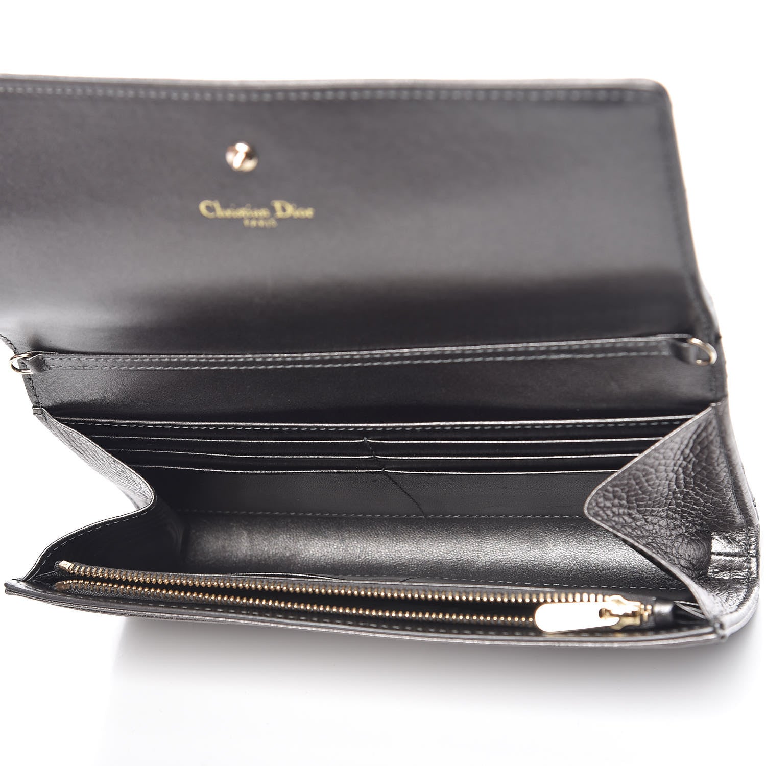 Christian Dior Metallic Grained Calfskin Diorama Croisiere Chain Wallet Gunmetal Grey 5 of 10