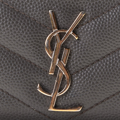 Saint Laurent Grain De Poudre Matelasse Chevron Monogram Credit Card Case Coal 6 of 8
