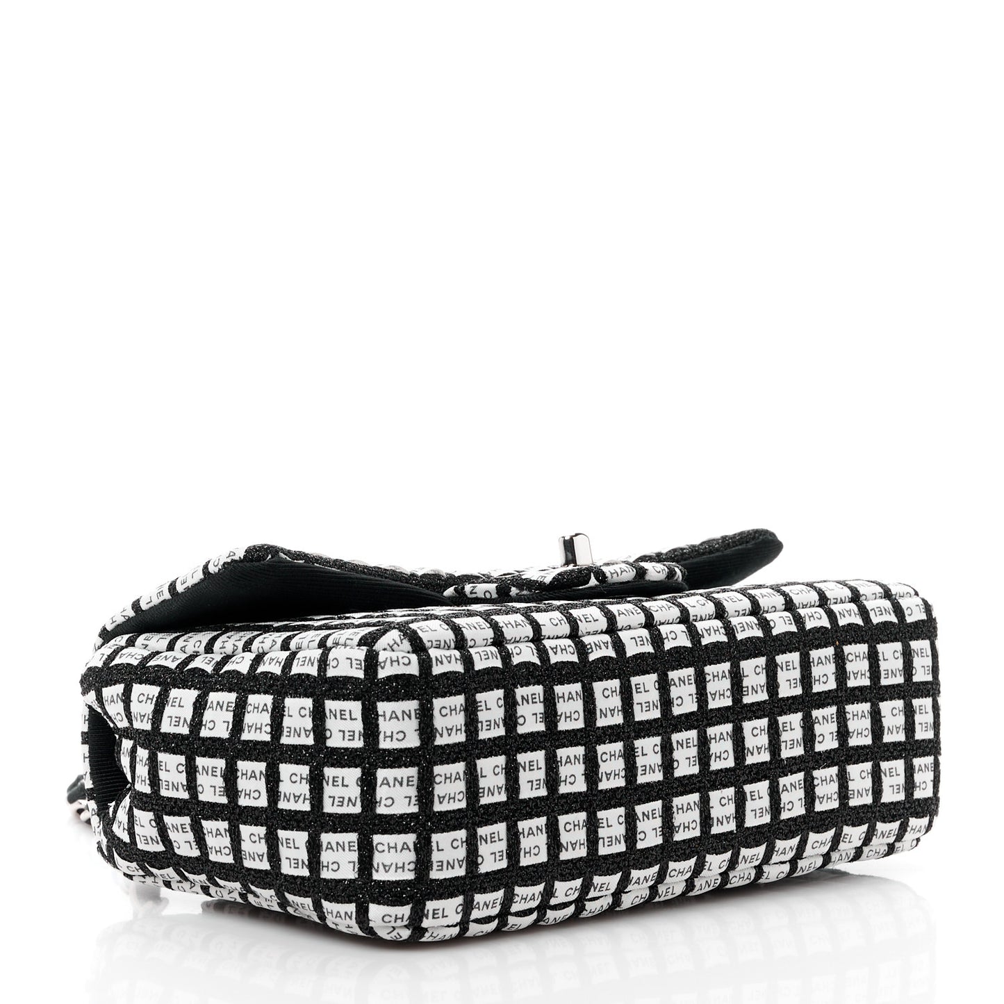 Ribbon Tweed Mini Rectangular Flap Black Ivory