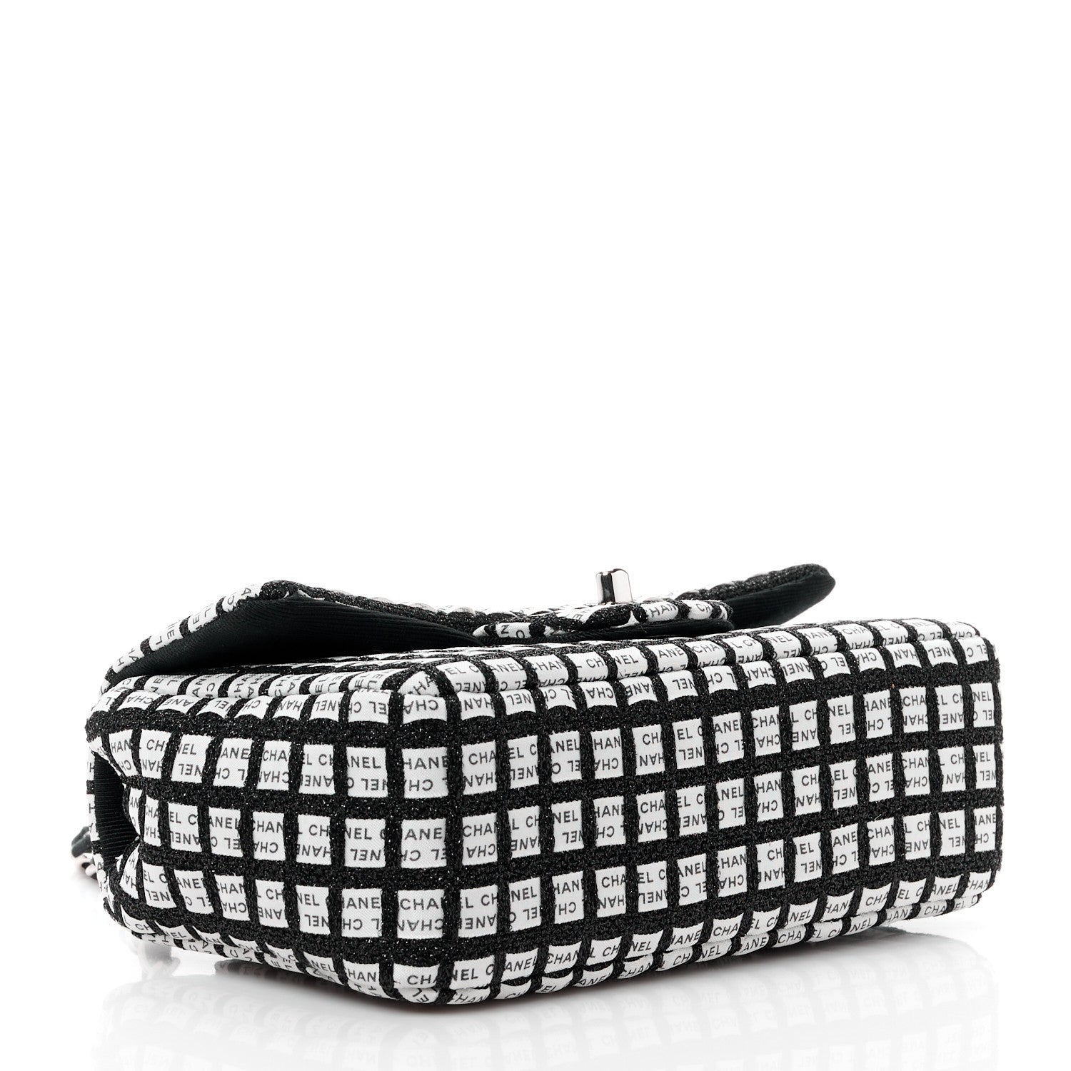 Chanel Ribbon Tweed Mini Rectangular Flap Black Ivory 4 of 12