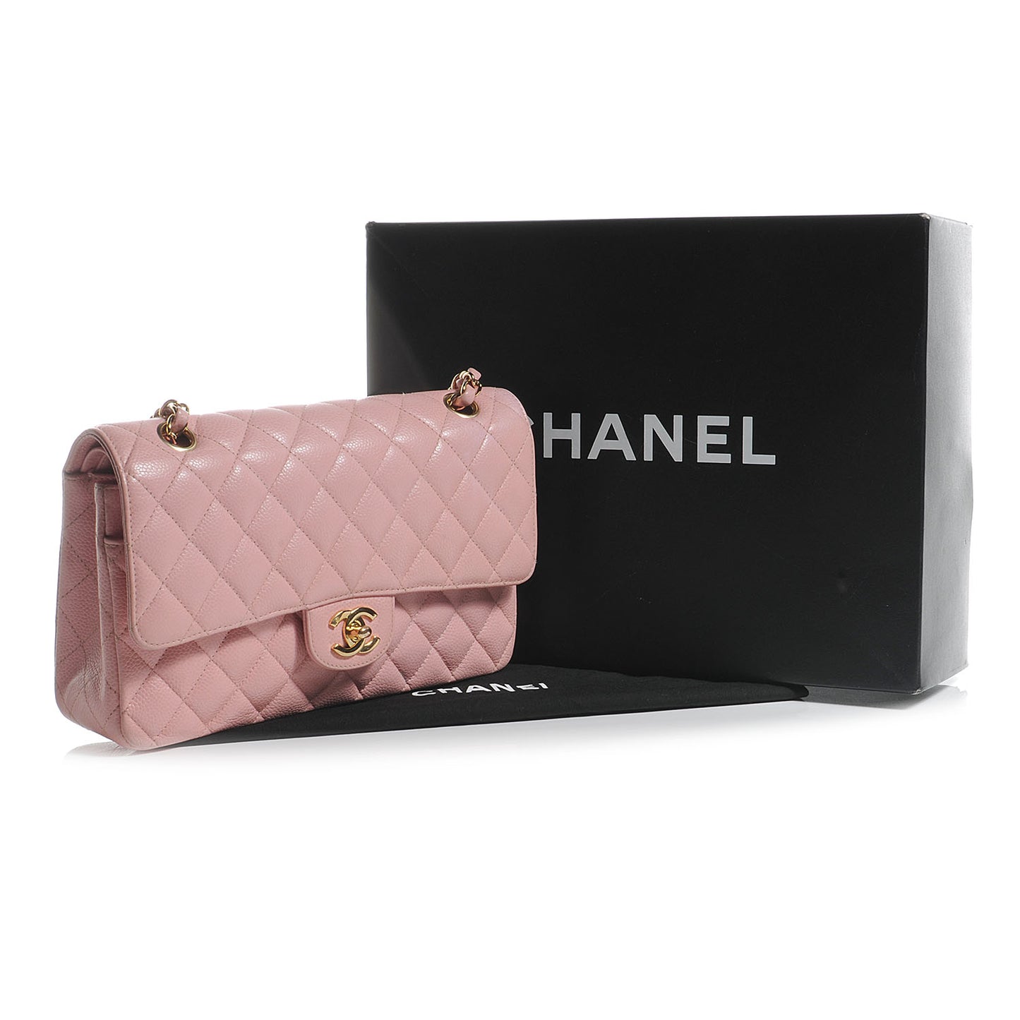 Caviar Medium Double Flap Pink