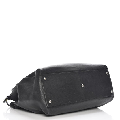 Fendi Goatskin Zucca Large Peekaboo Iconic Satchel Black Tobacco 5 of 9