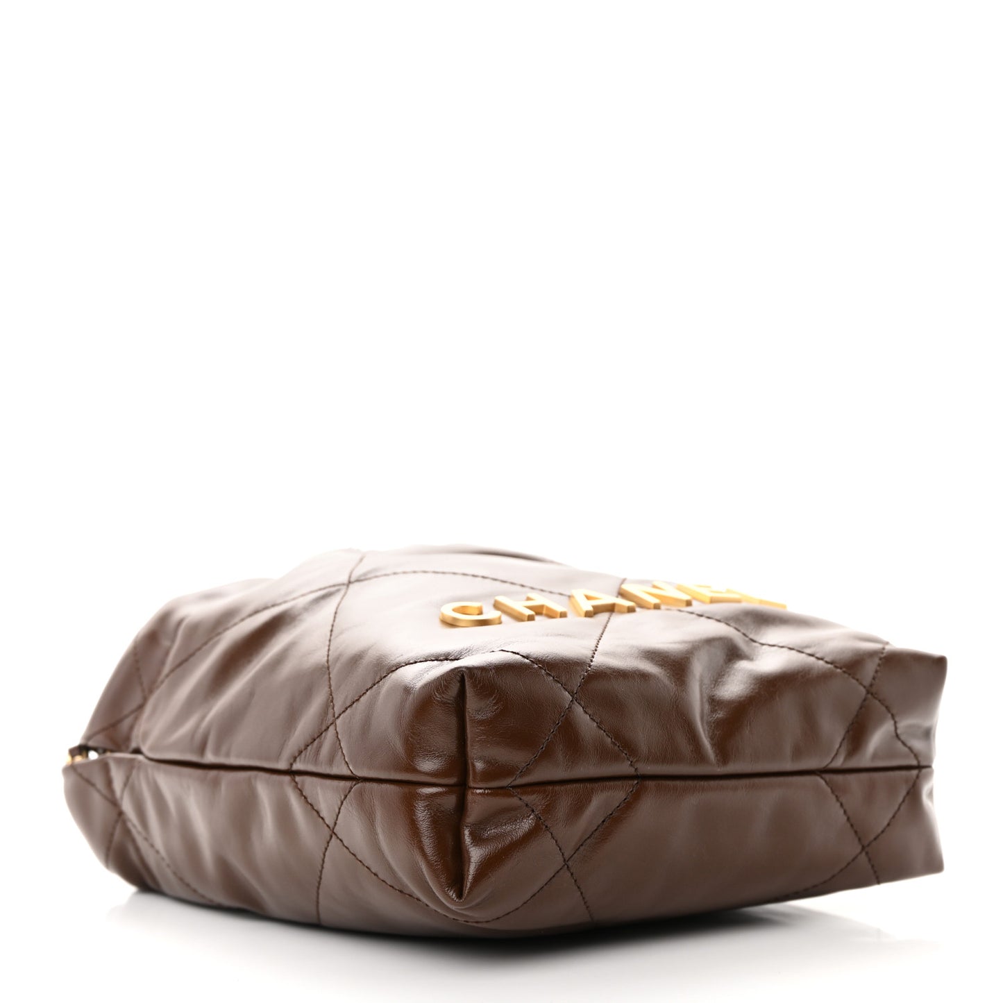 Shiny Calfskin Quilted Mini Chanel 22 Brown