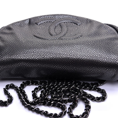 Chanel Metallic Caviar Half Moon Wallet On Chain WOC Dark Silver 11 of 12