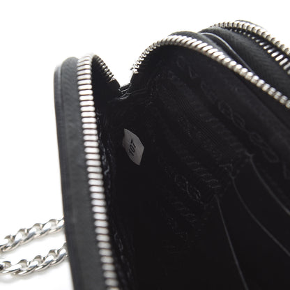 Prada Nappa Impunture Diagramme Mini Double Zip Chain Crossbody Bag Black 6 of 10