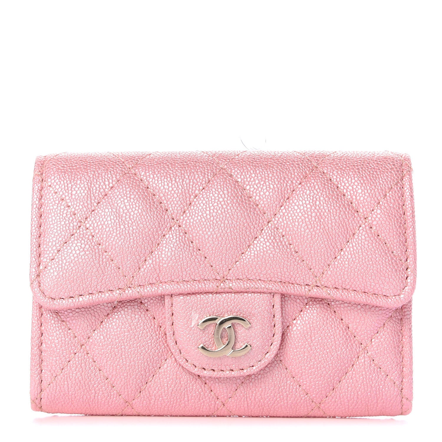 Chanel Iridescent Caviar Quilted Flap Card Holder Rose Pink 1 of 11