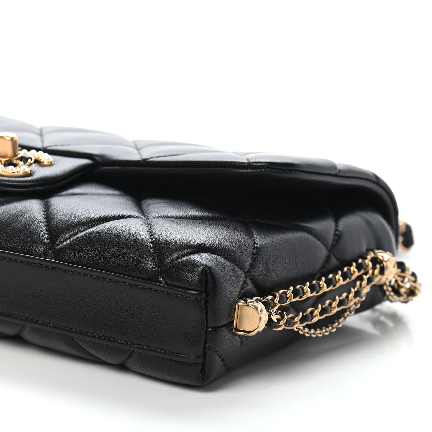 Chanel Lambskin Quilted Crush On Chains Flap Bag Black 9 of 9