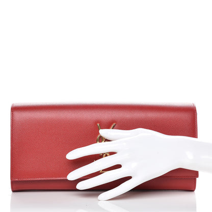 Saint Laurent Grain De Poudre Classic Monogram Cassandre Clutch New Red 2 of 10