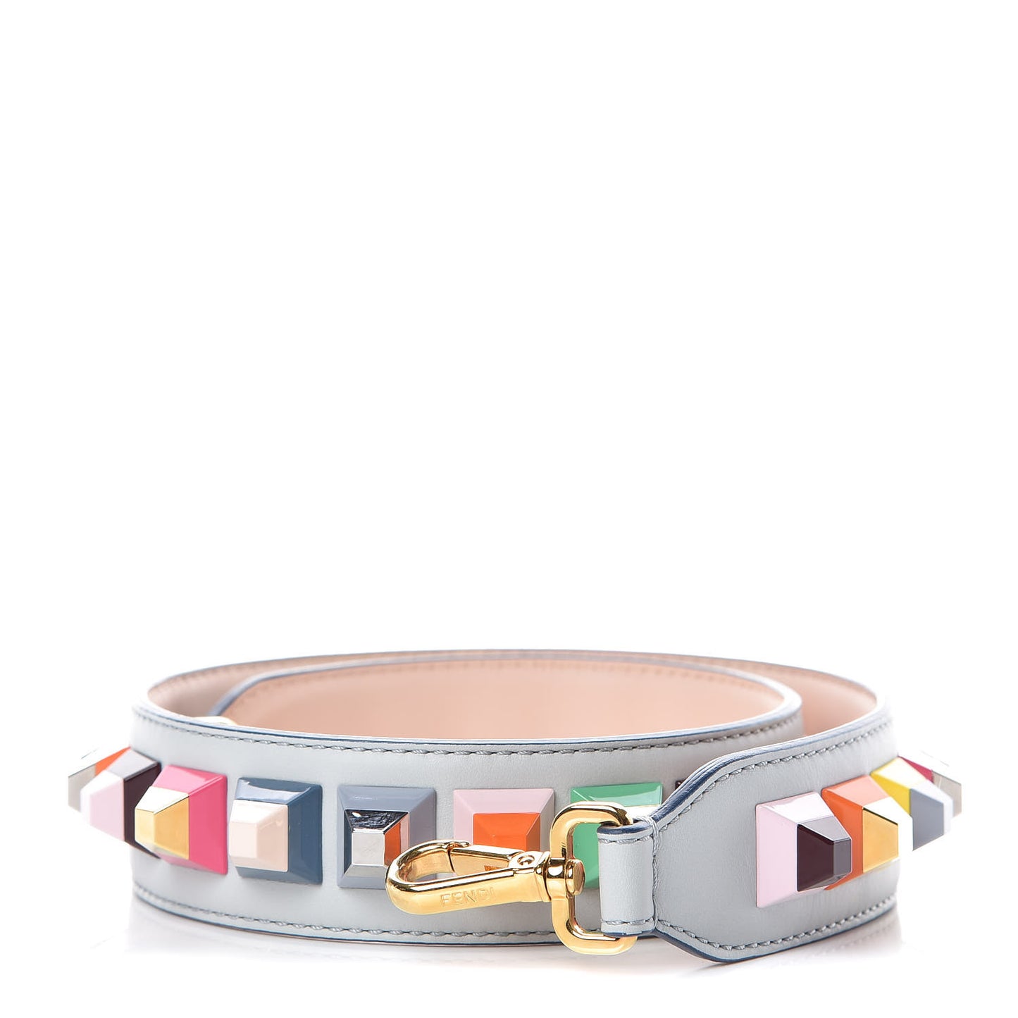 Vitello Dolce Plexiglass Bi-Color Studded Strap You Grigio Perla Plaster Multicolor