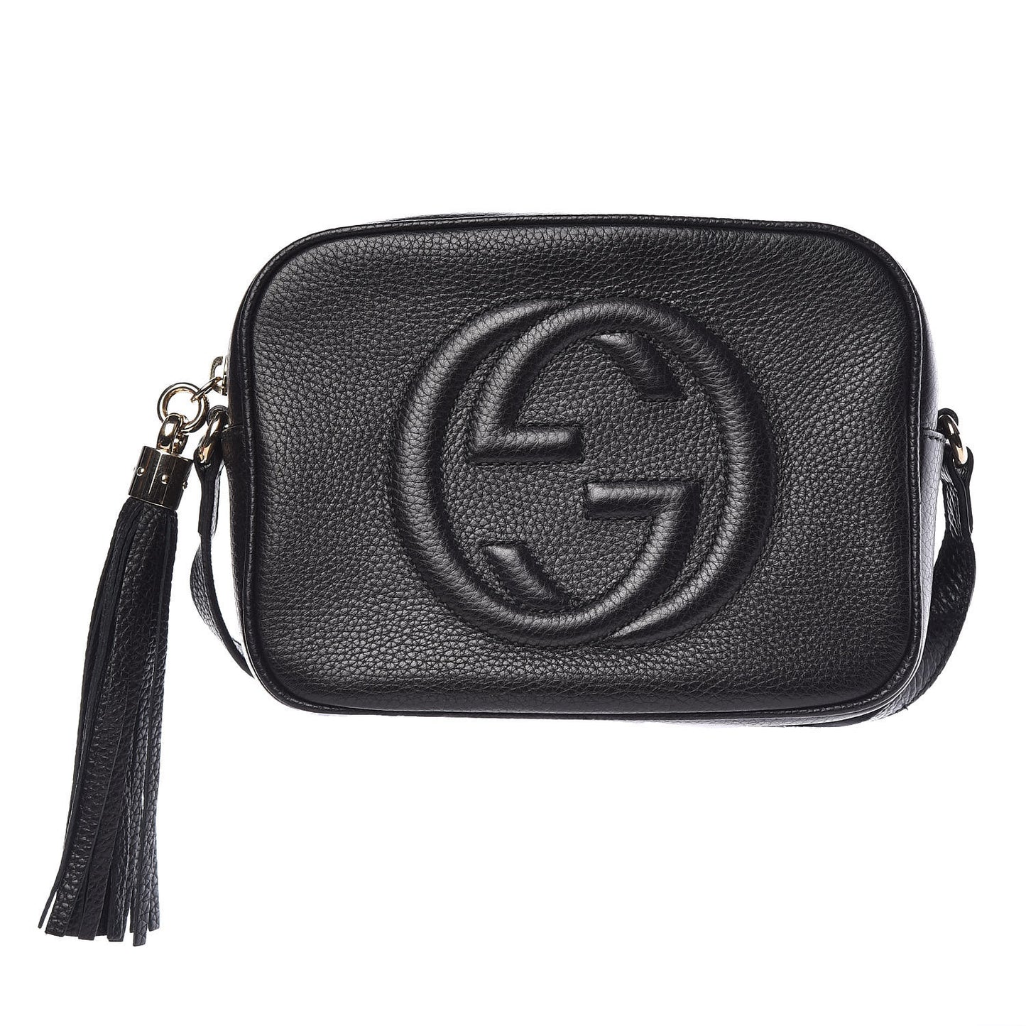 Pebbled Calfskin Small Soho Disco Bag Black