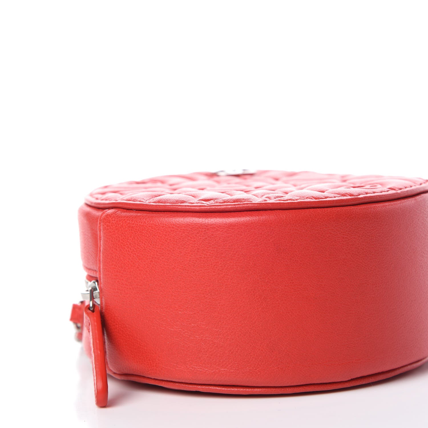 Chanel Lambskin Camellia Quilted Round Clutch With Chain Red 8 of 10