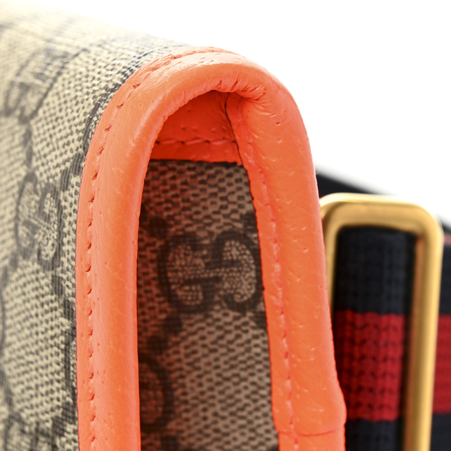 Gucci GG Supreme Monogram Web Small Ophidia Belt Bag Beige Ebony Orange Fluo 11 of 13