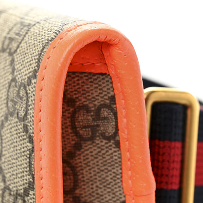 Gucci GG Supreme Monogram Web Small Ophidia Belt Bag Beige Ebony Orange Fluo 11 of 13