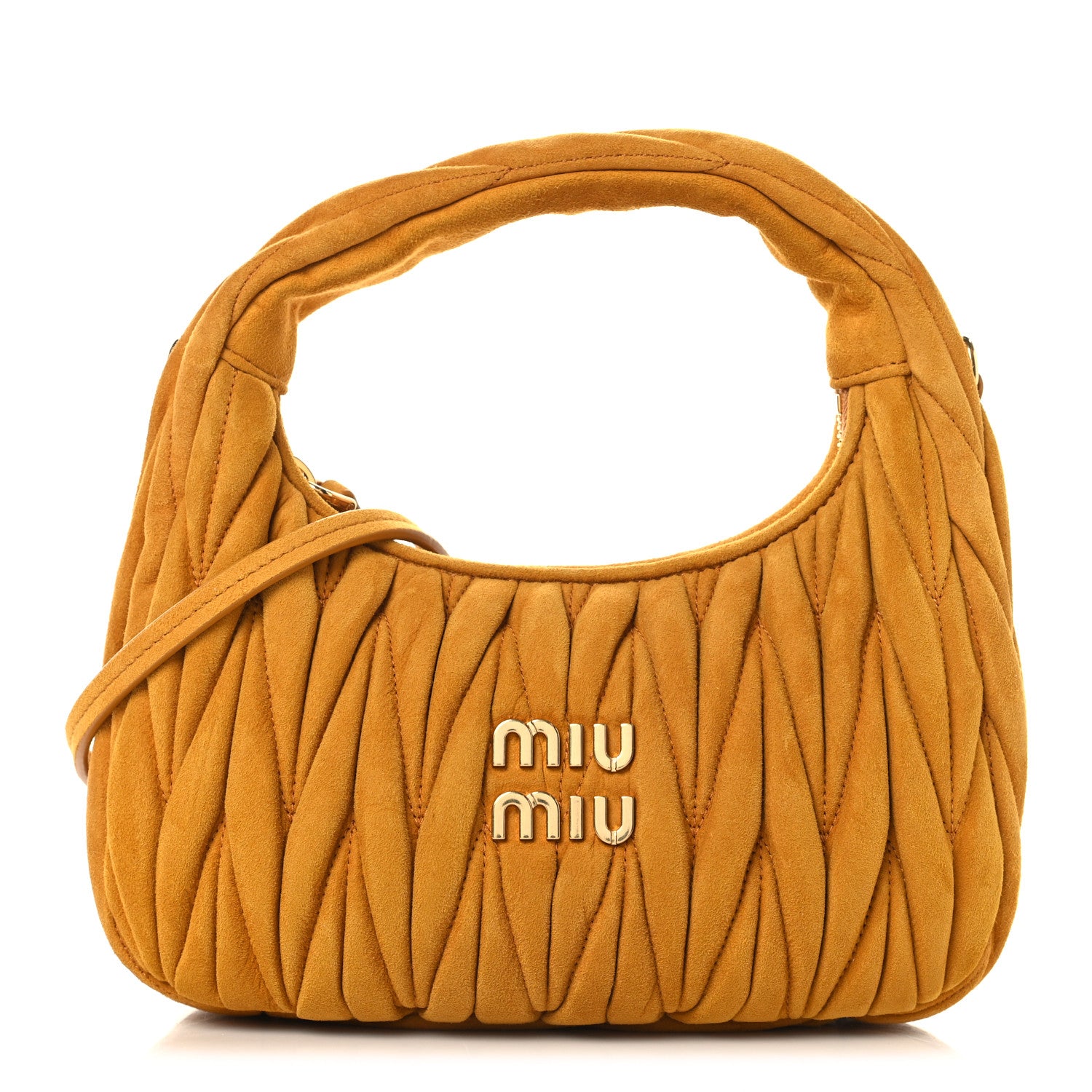 Miu Miu Suede Matelasse Mini Wander Hobo Whisky 1 of 9
