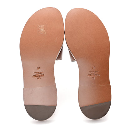 Valentino Garavani Grainy Cowhide Vlogo Flat Slide Sandals 36 Cuoio 6 of 9