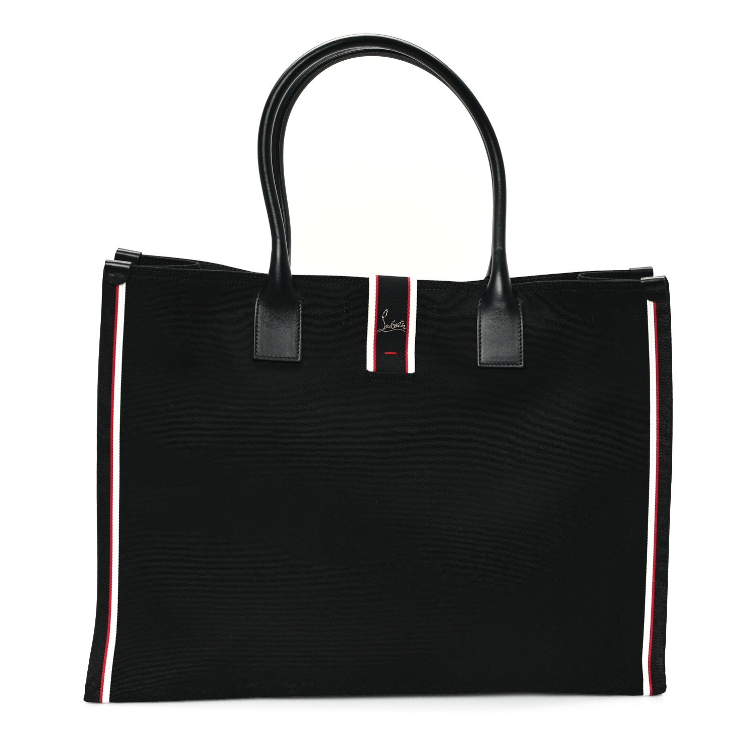 Christian Louboutin Linen Calfskin Extra Large Nastroloubi F.A.V.L. Tote Black 1 of 10