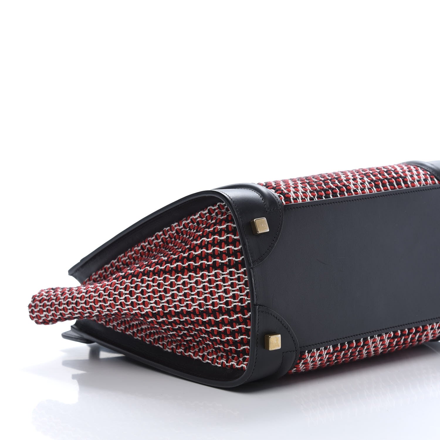 Celine Smooth Calfskin Tweed Micro Luggage Black Scarlet 6 of 12
