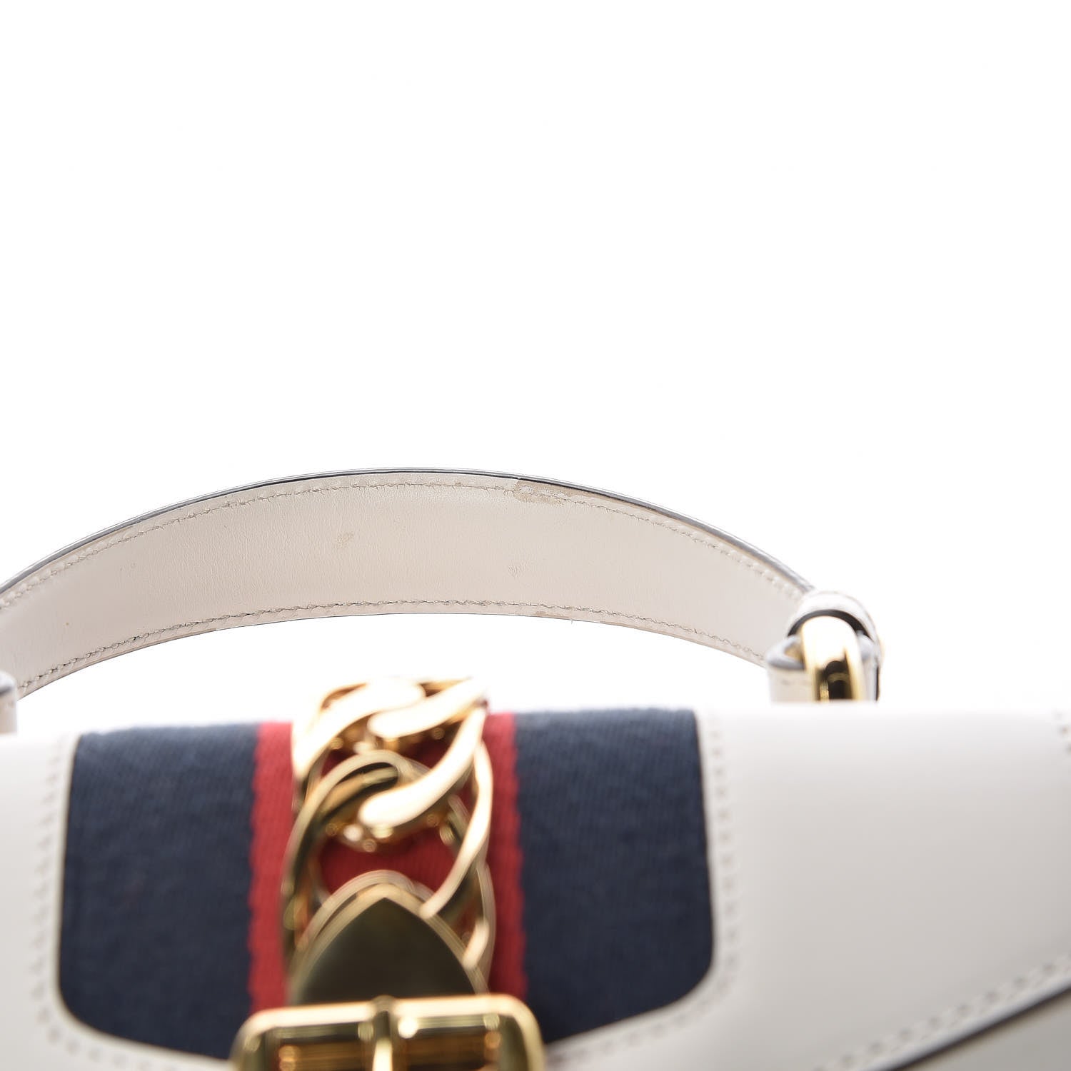 Gucci Calfskin Mini Sylvie Top Handle Bag White 12 of 14