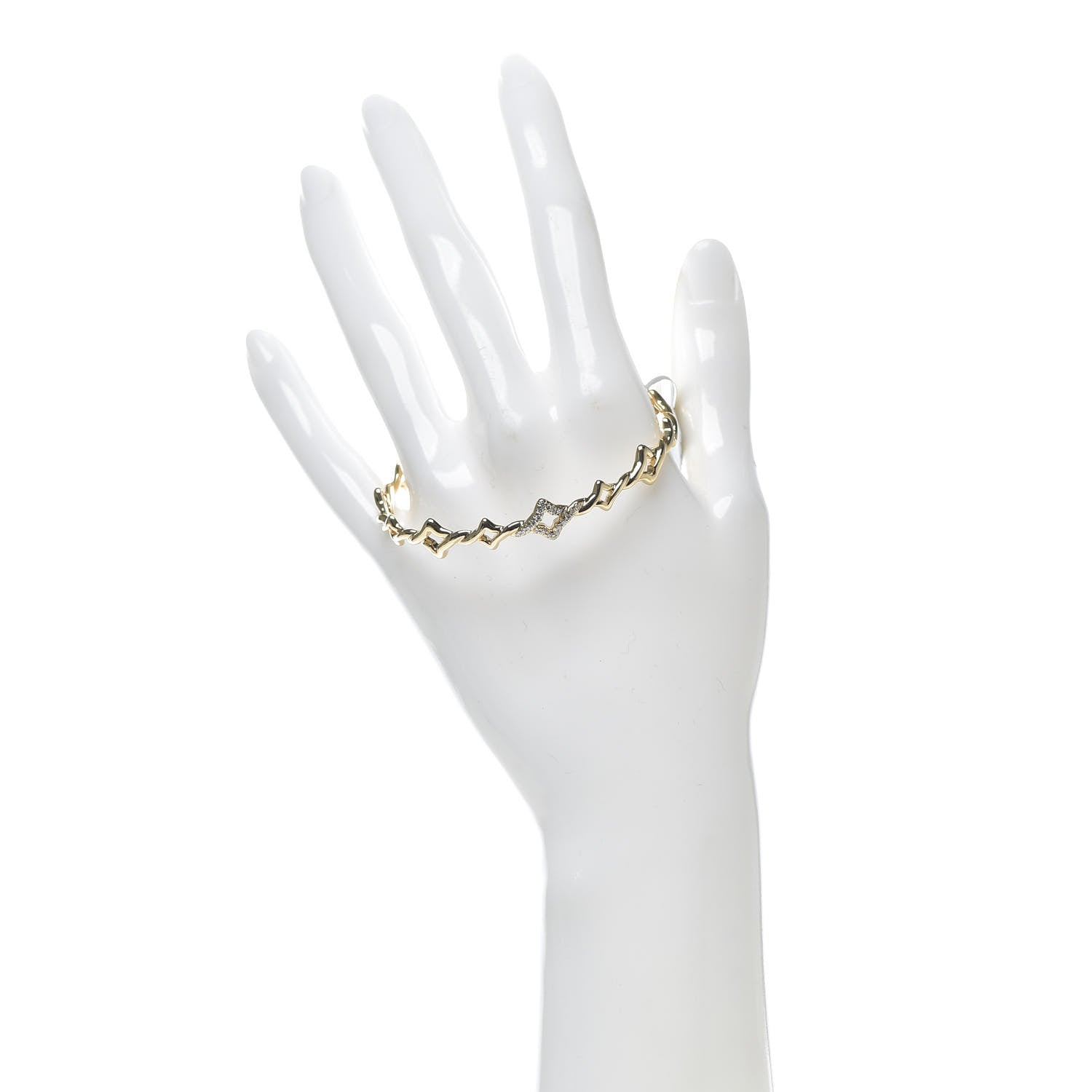 David Yurman 18K Yellow Gold Diamond Venetian Quatrefoil Single Row Cuff Bracelet 2 of 4