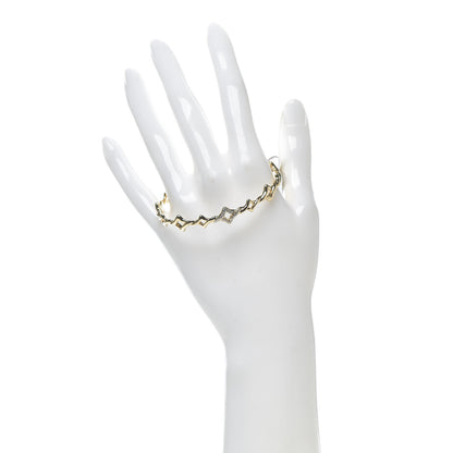 David Yurman 18K Yellow Gold Diamond Venetian Quatrefoil Single Row Cuff Bracelet 2 of 4