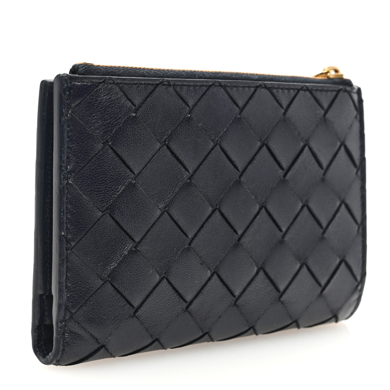Bottega Veneta Nappa Intrecciato Medium Bifold Zip Wallet Navy 3 of 7