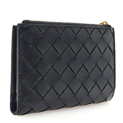 Bottega Veneta Nappa Intrecciato Medium Bifold Zip Wallet Navy 3 of 7