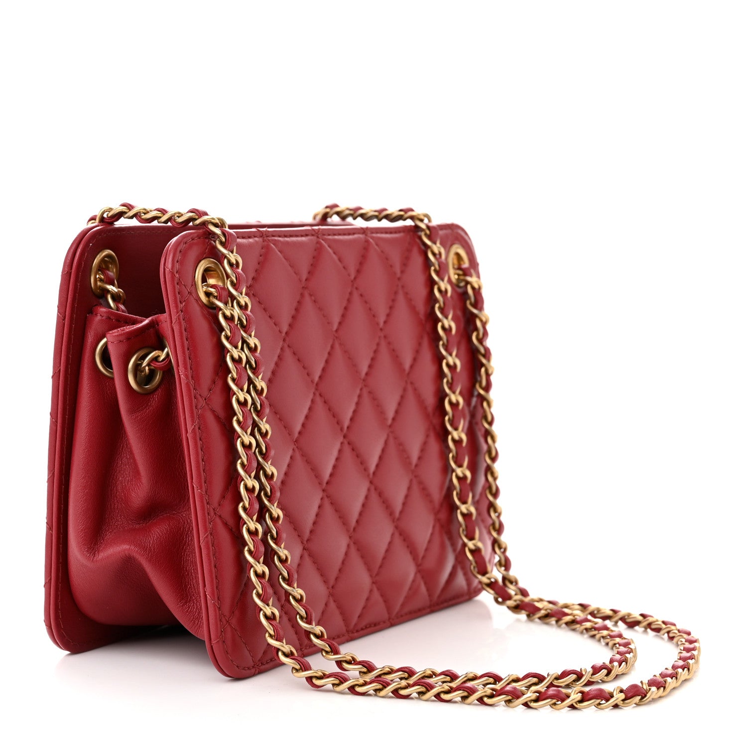 Chanel Calfskin Quilted CC Small Once Upon A Time Tote Red 3 of 10