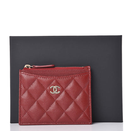 Chanel Caviar Quilted CC Zip Card Holder Burgundy 8 of 8