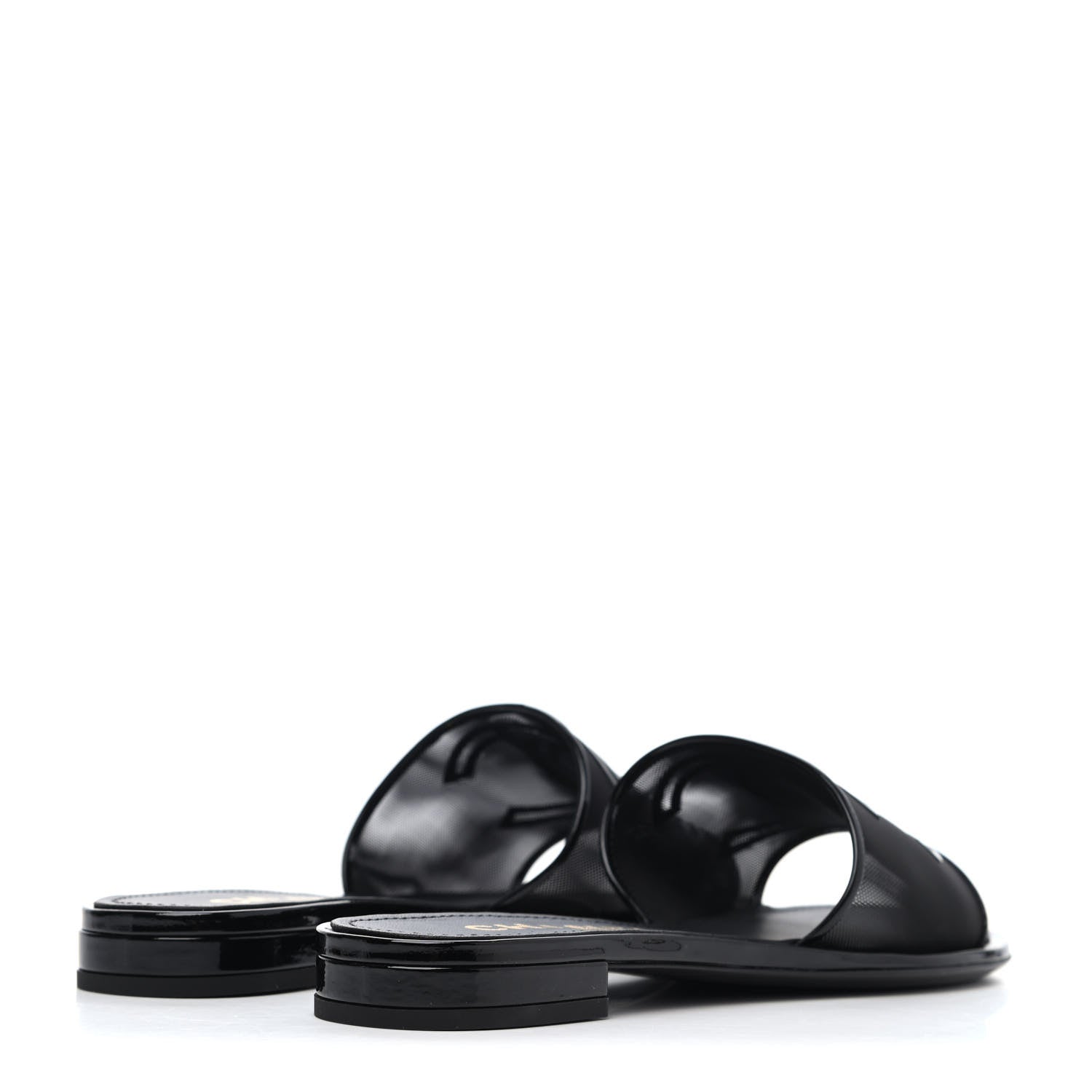 Chanel Mesh Patent Calfskin CC Mules 38 Black 3 of 4