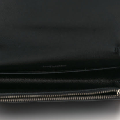 Saint Laurent Grain De Poudre Matelasse Chevron Monogram Envelope Chain Wallet Black 4 of 8