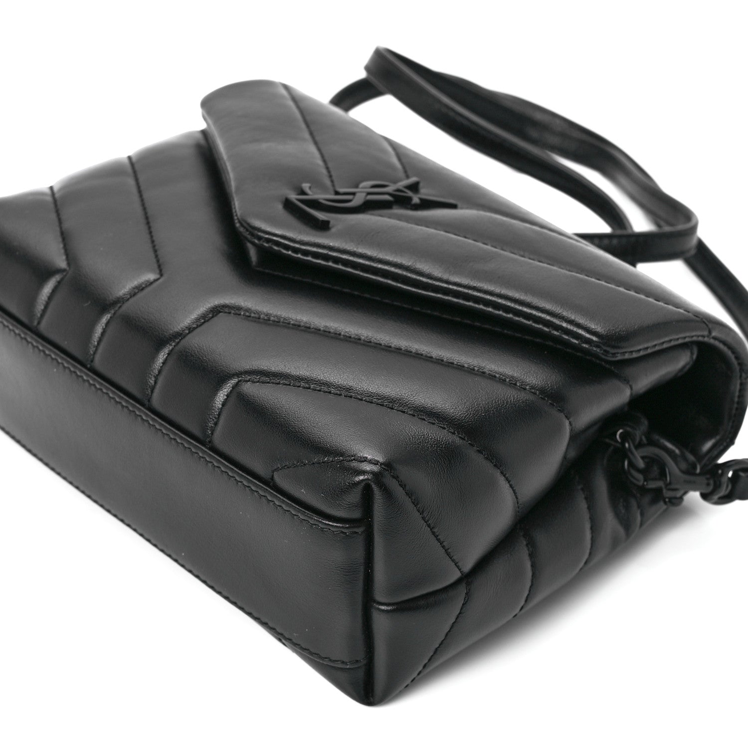 Saint Laurent Calfskin Y Quilted Monogram Monochrome Toy Loulou Crossbody Bag Black 12 of 12