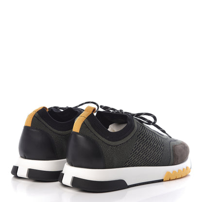 Hermes Knit Bicolor Mens Addict Sneakers 45 Black Kaki 4 of 8