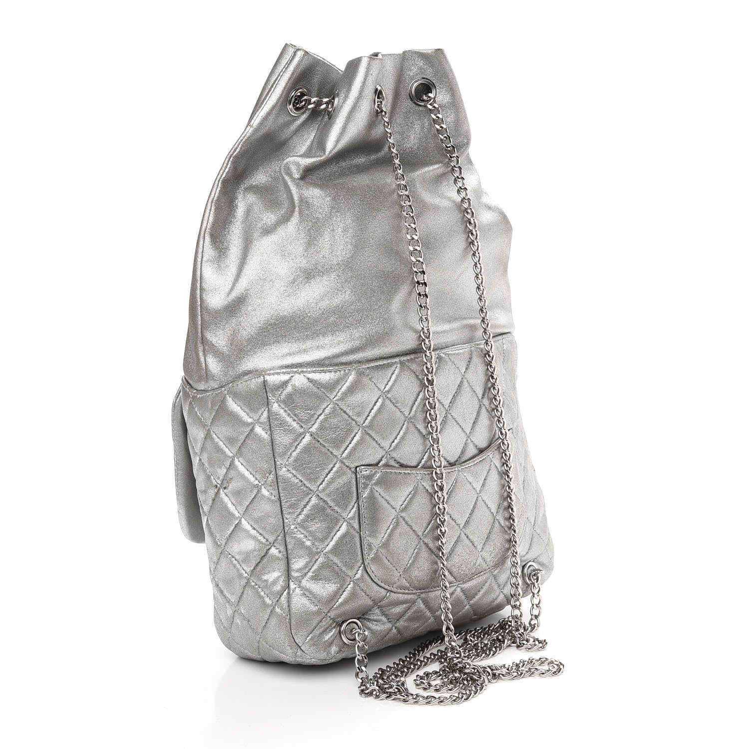 Chanel Metallic Lambskin Quilted Large In Seoul Backpack Silver 3 of 10
