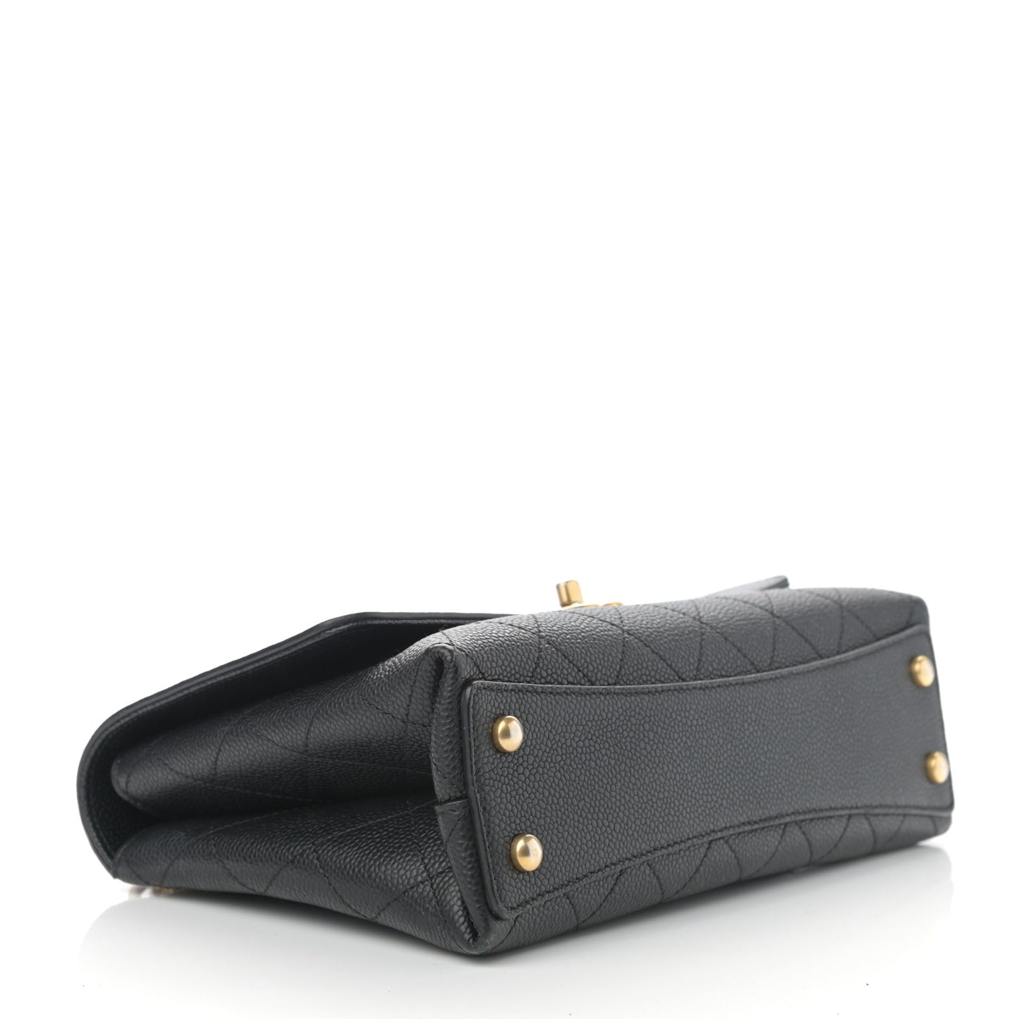 Caviar Diamond Stitched Small Top Handle Flap Black