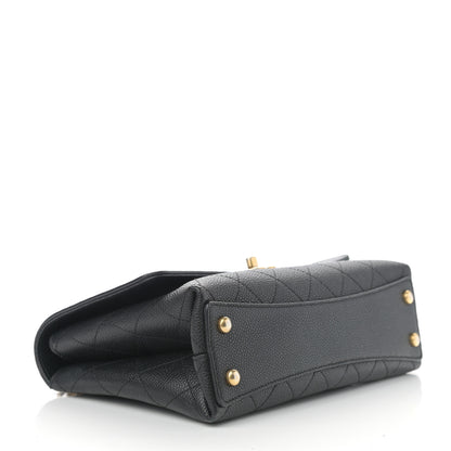 Chanel Caviar Diamond Stitched Small Top Handle Flap Black 4 of 11
