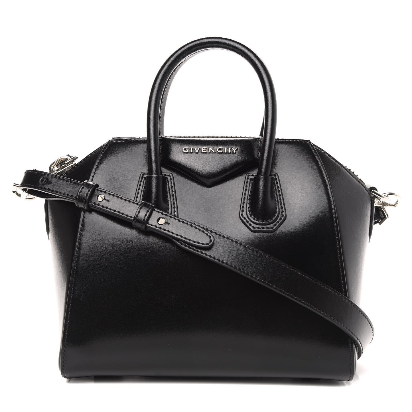 Shiny Lord Calfskin Mini Antigona Black