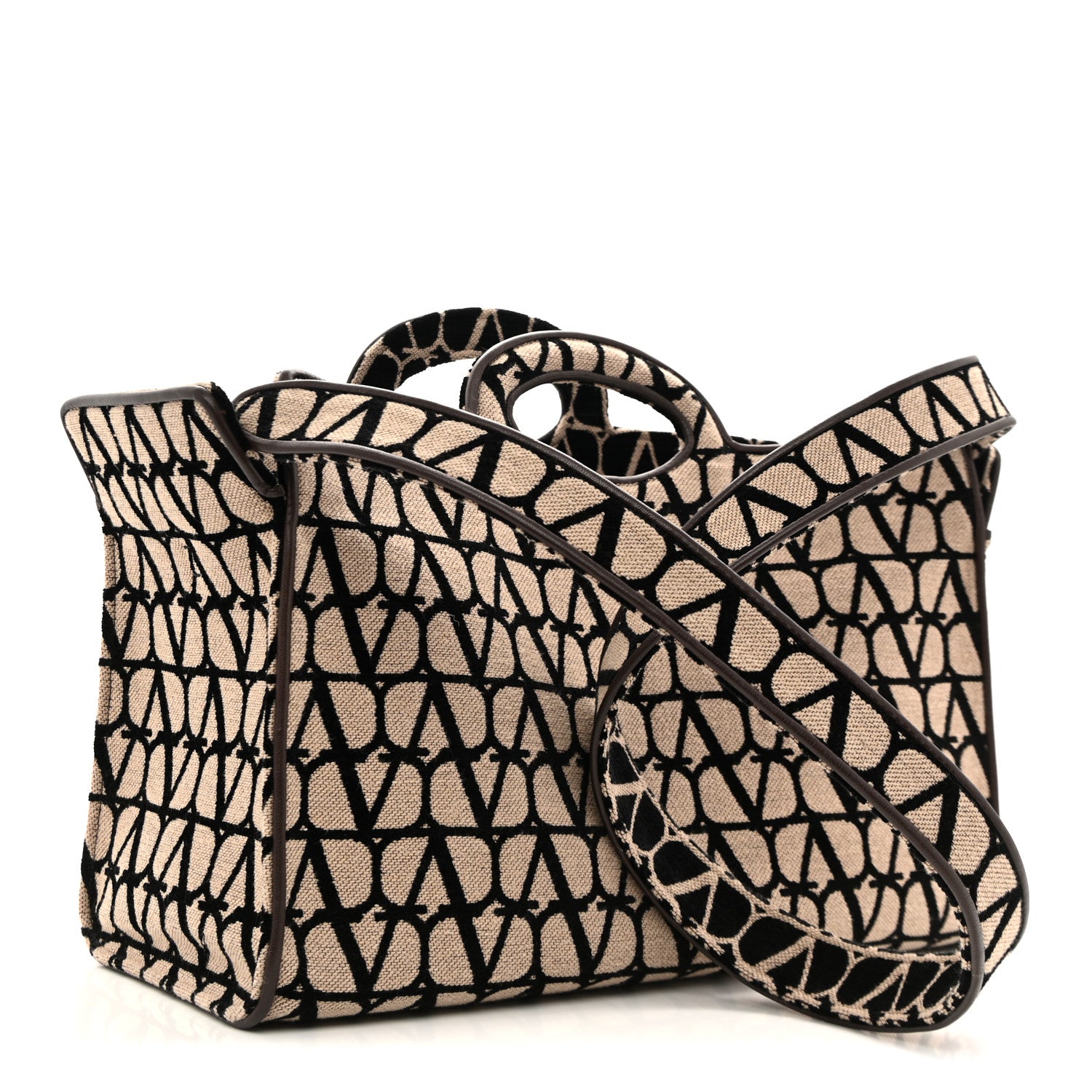 Valentino Garavani Toile Iconographe Goatskin Le Troisieme Shopping Bag Naturale Black Fondant 4 of 10