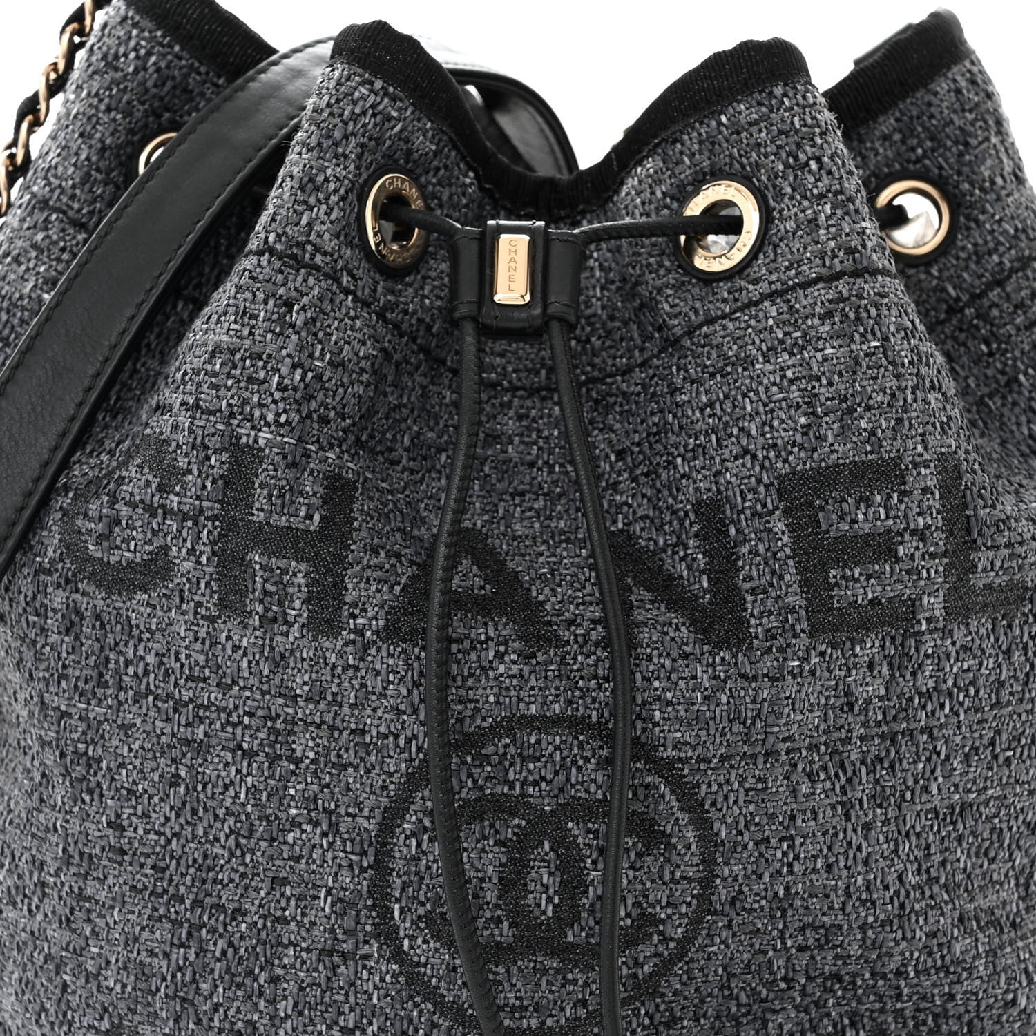 Chanel Lurex Boucle Deauville Drawstring Bag Black 8 of 10