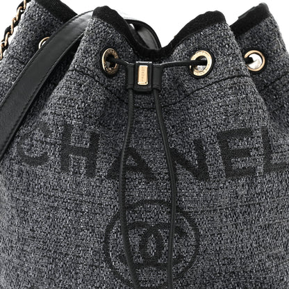 Chanel Lurex Boucle Deauville Drawstring Bag Black 8 of 10