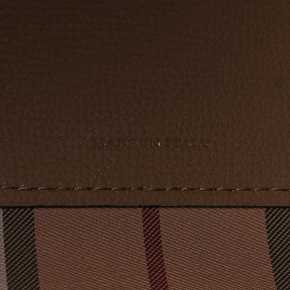 Burberry Grainy Calfskin Haymarket Check Medium Reversible Tote Camel 9 of 14