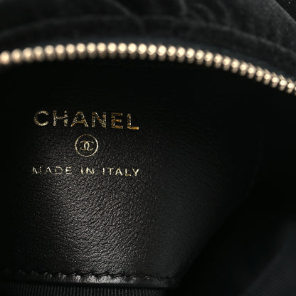 Chanel Velvet Diamanté Quilted Pocket Pouch Hobo Black 6 of 12