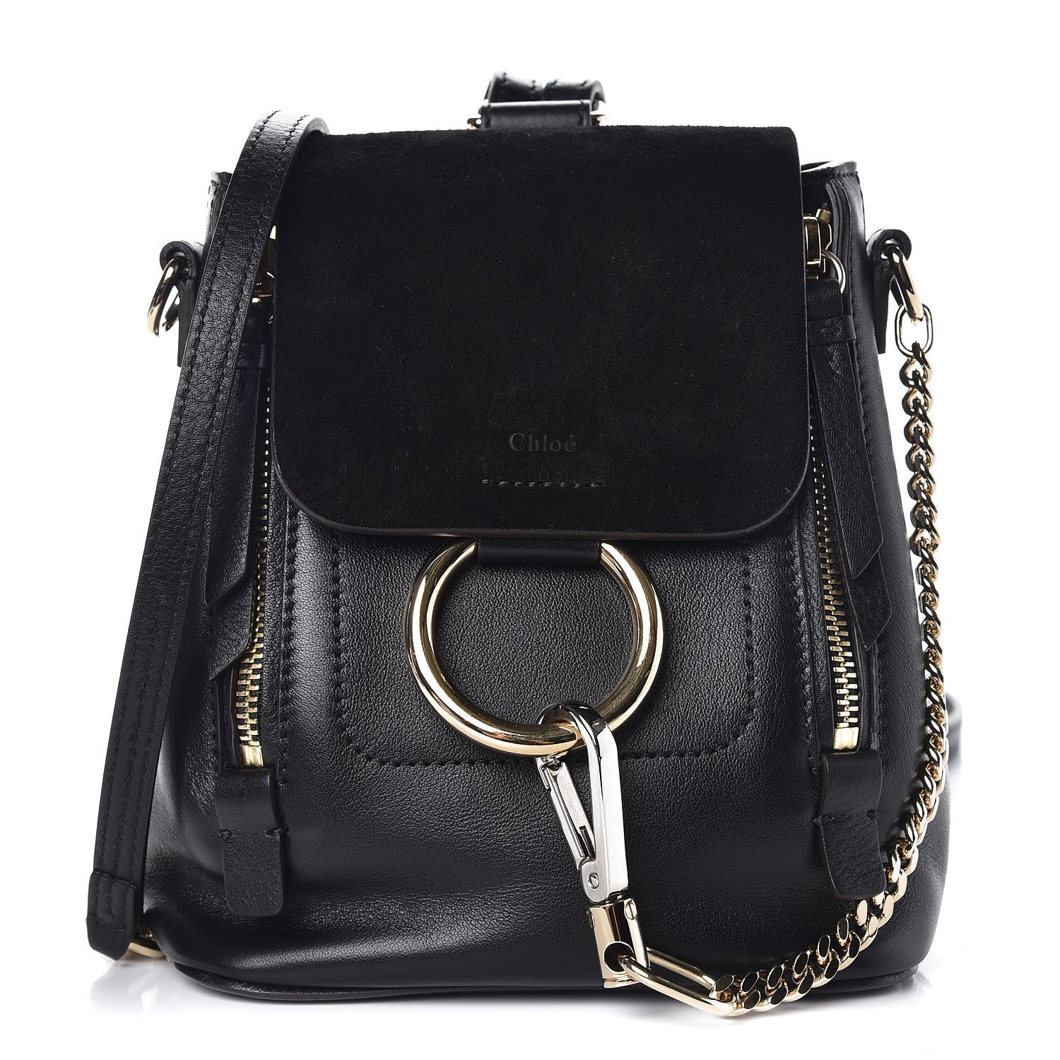 Chloe Suede Calfskin Mini Faye Backpack Black 1 of 7