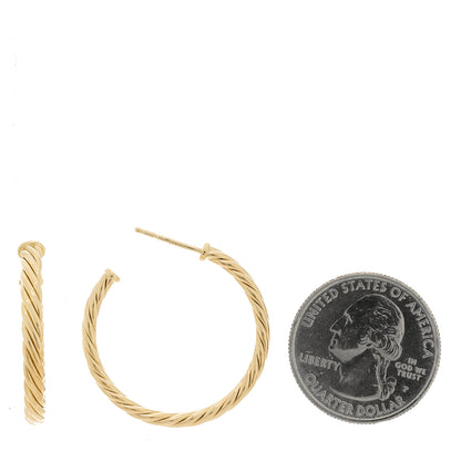 David Yurman 18K Yellow Gold Small Cablespira Hoop Earrings 2 of 4