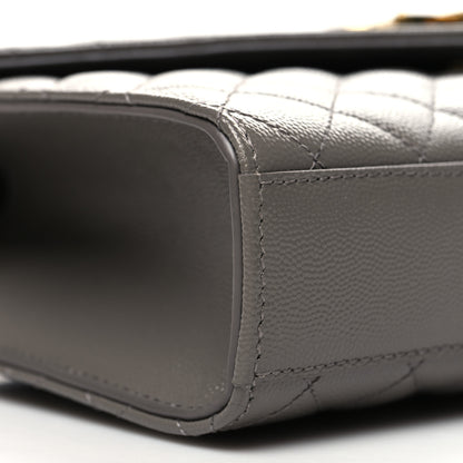 Saint Laurent Grain De Poudre Textured Mixed Matelasse Medium Triquilt Monogram Satchel Earth 8 of 9