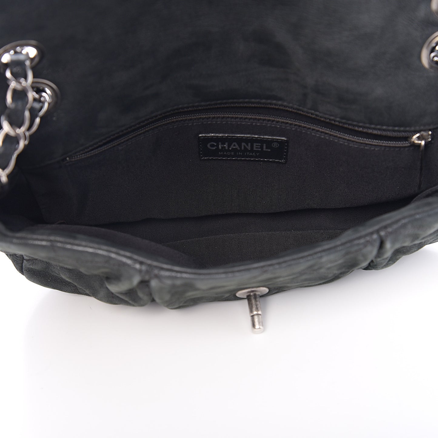 Iridescent Calfskin Quilted East West Flap Black
