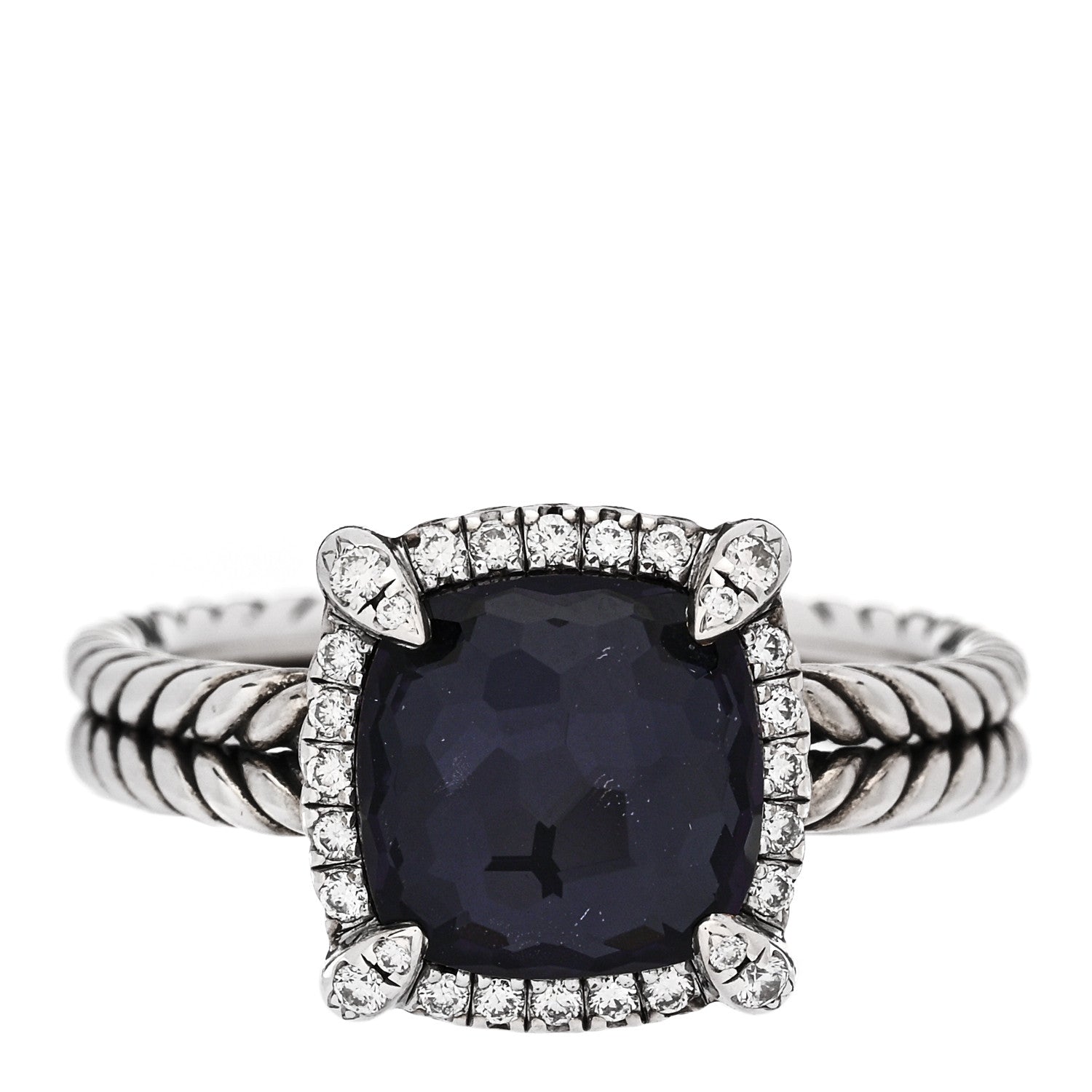 David Yurman Sterling Silver Diamond Black Orchid 9mm Chatelaine Pave Bezel Ring  57 8 1 of 6