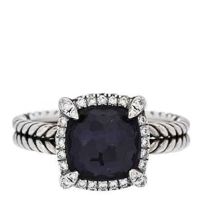 David Yurman Sterling Silver Diamond Black Orchid 9mm Chatelaine Pave Bezel Ring  57 8 1 of 6
